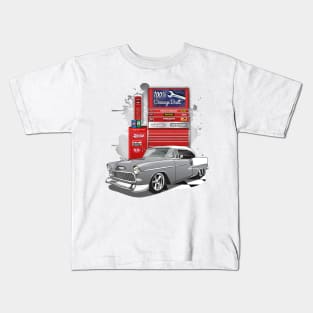 1955 Silver Gray Chevy Bel Air Garage Built Kids T-Shirt